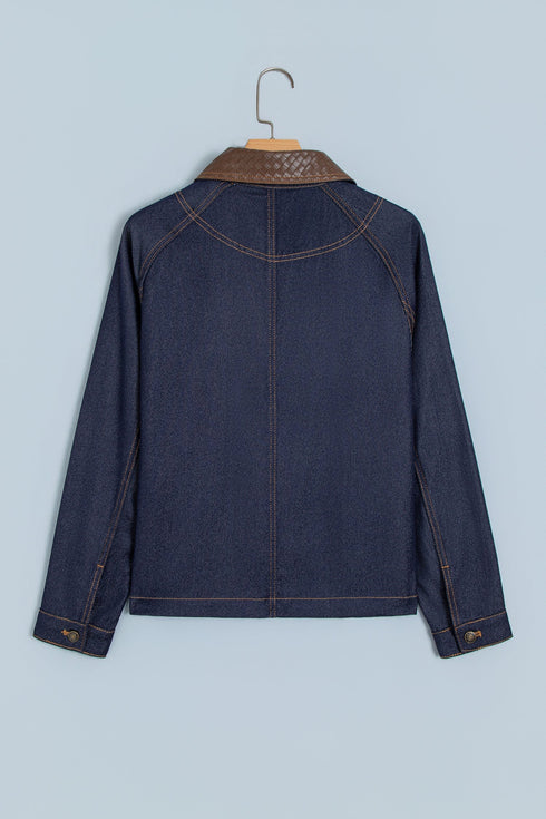 Stitched Detail Collar And Button Denim Jacket