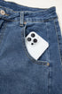 Stitched Detail Raw Hem Wide Leg Loose Jeans