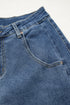 Stitched Detail Raw Hem Wide Leg Loose Jeans