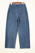Stitched Detail Raw Hem Wide Leg Loose Jeans