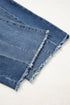 Stitched Detail Raw Hem Wide Leg Loose Jeans