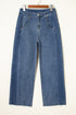 Stitched Detail Raw Hem Wide Leg Loose Jeans