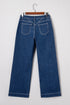 Stitched Waist Western Cuffed Wide Leg Jeans