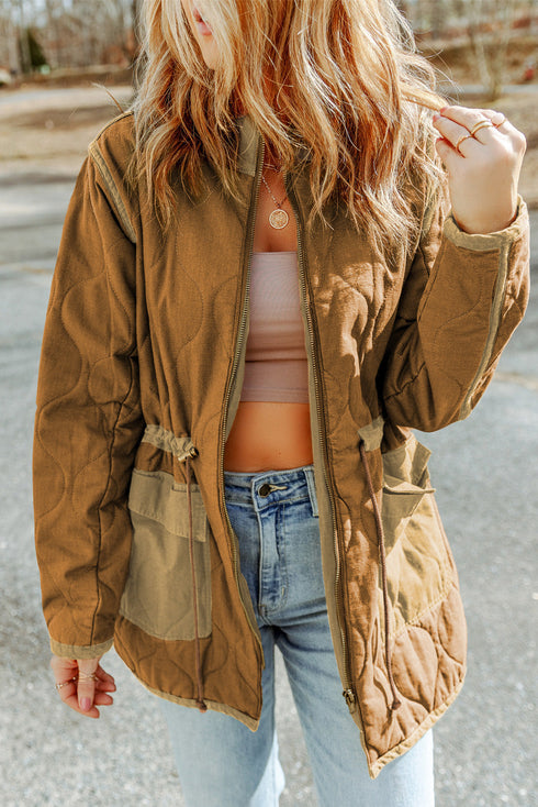 Stitching Quilted Drawstring Jacket
