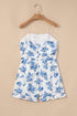 Strapless Floral Print Knot Waist Ruffled Bodycon Romper