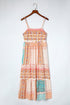 Strappy Boho Print Smocked Tiered Maxi Dress