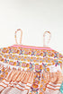 Strappy Boho Print Smocked Tiered Maxi Dress