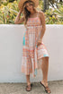 Strappy Boho Print Smocked Tiered Maxi Dress