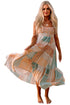 Strappy Boho Print Smocked Tiered Maxi Dress