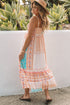 Strappy Boho Print Smocked Tiered Maxi Dress