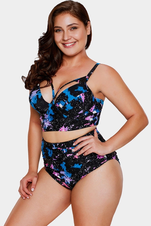 Strappy Cage Detail High Waisted Bikini Set