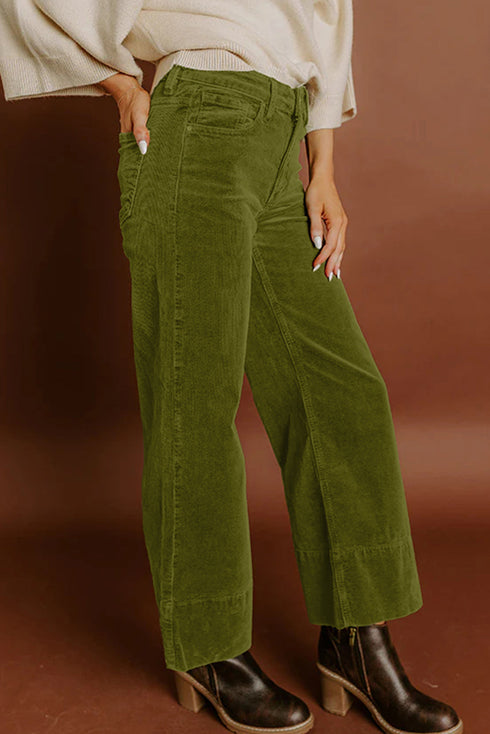 Stretch Corduroy High Waist Wide Leg Pants