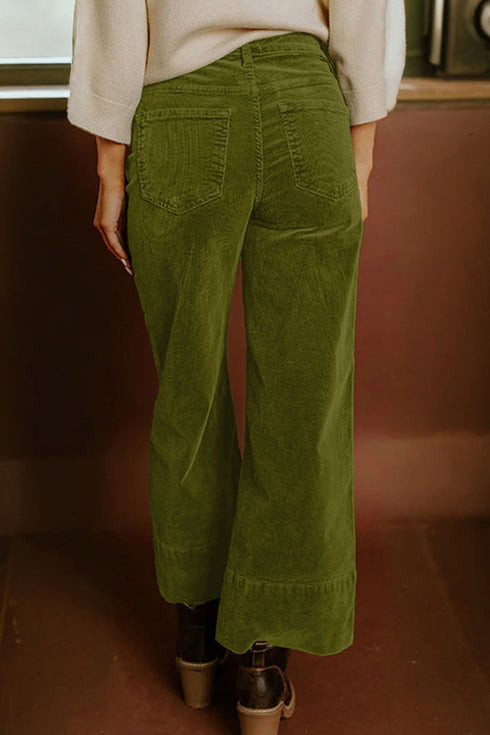 Stretch Corduroy High Waist Wide Leg Pants
