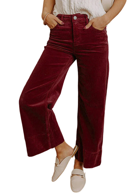 Stretch Corduroy High Waist Wide Leg Pants