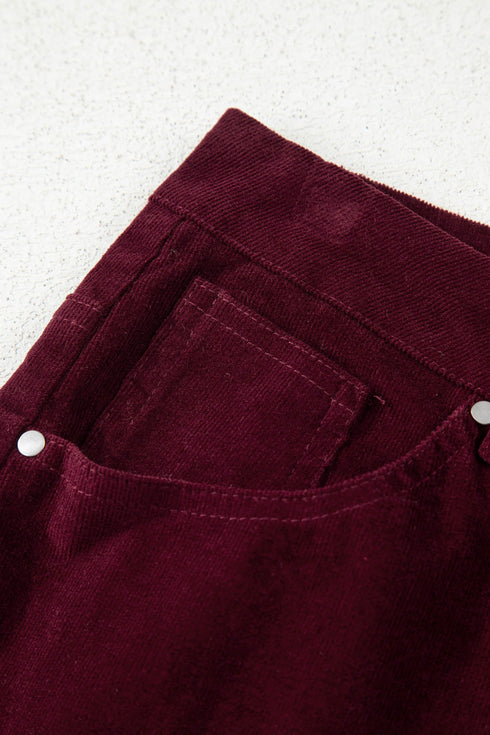 Stretch Corduroy High Waist Wide Leg Pants