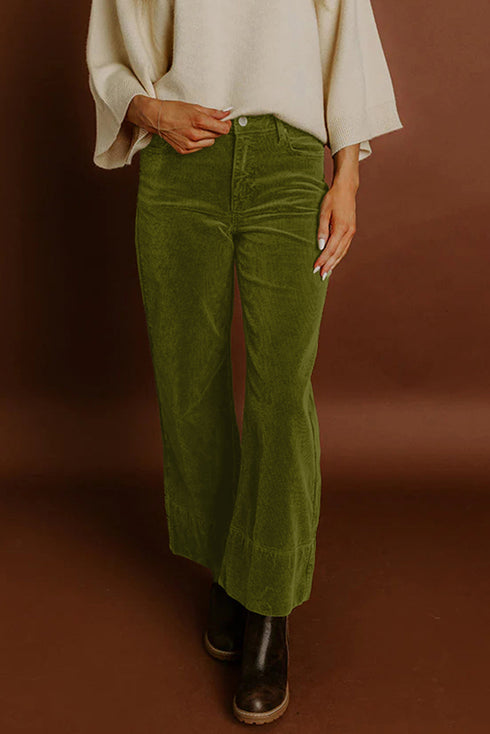 Stretch Corduroy High Waist Wide Leg Pants