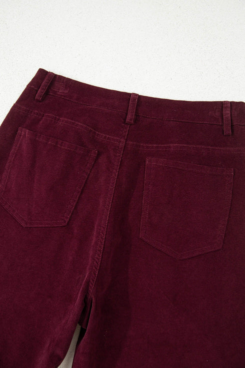 Stretch Corduroy High Waist Wide Leg Pants