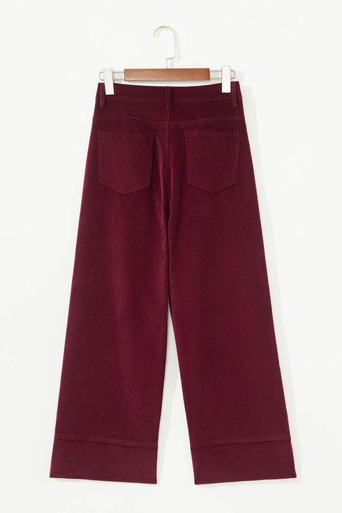 Stretch Corduroy High Waist Wide Leg Pants