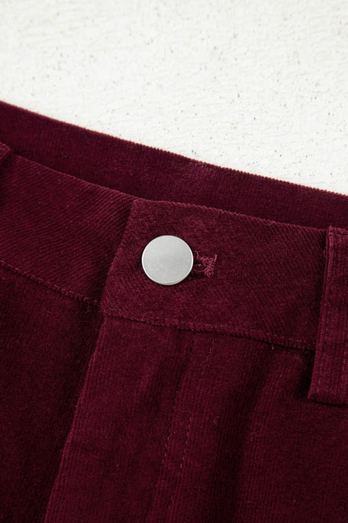 Stretch Corduroy High Waist Wide Leg Pants