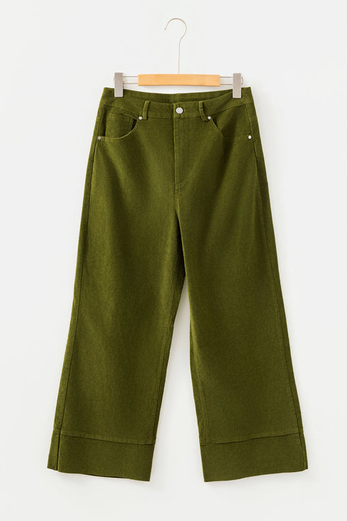 Stretch Corduroy High Waist Wide Leg Pants