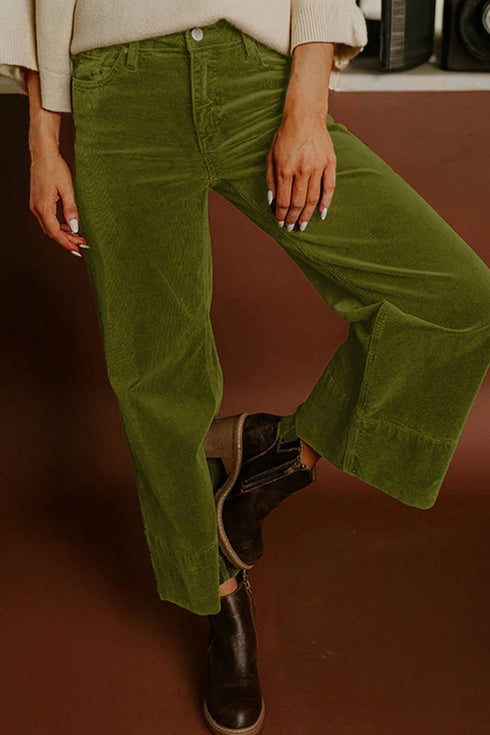 Stretch Corduroy High Waist Wide Leg Pants