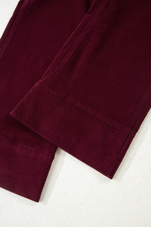 Stretch Corduroy High Waist Wide Leg Pants