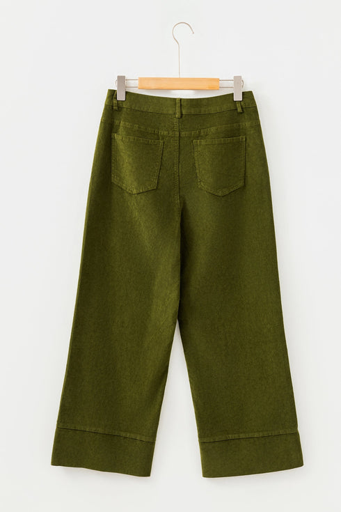 Stretch Corduroy High Waist Wide Leg Pants