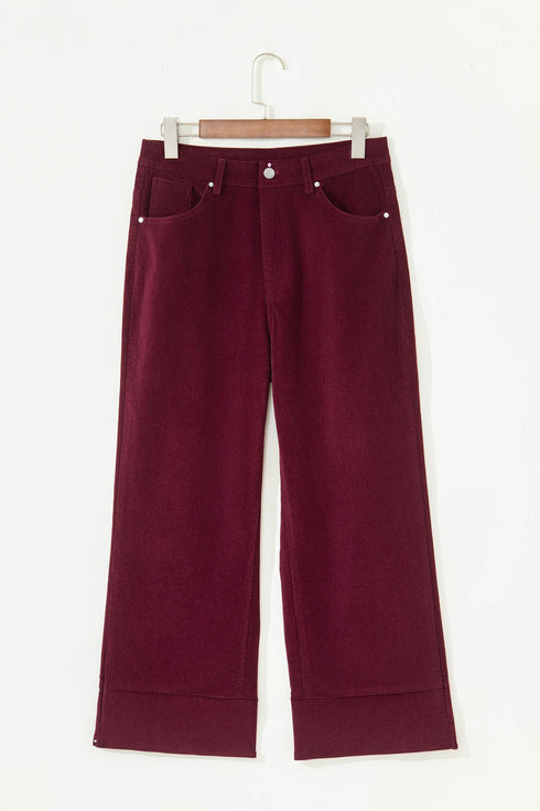 Stretch Corduroy High Waist Wide Leg Pants