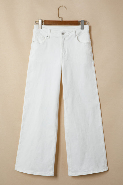 Stretch Denim Wide Leg Loose Fit Jeans