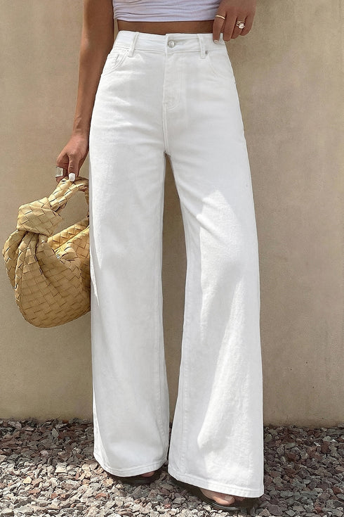 Stretch Denim Wide Leg Loose Fit Jeans