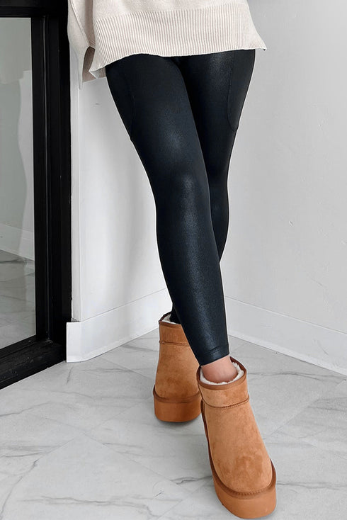 Stretch Solid High Waisted V Crossover Pocketed Leggings