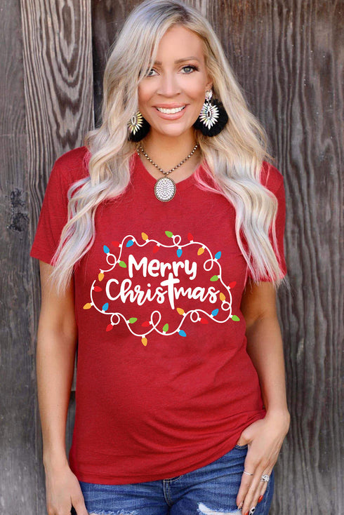 String Lights Graphic Print Crew Neck Short Sleeve Tee