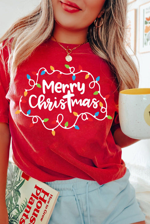 String Lights Graphic Print Crew Neck Short Sleeve Tee