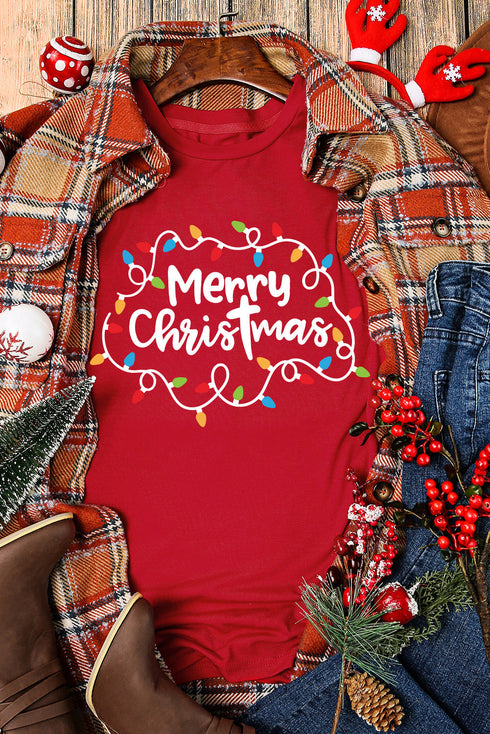 String Lights Graphic Print Crew Neck Short Sleeve Tee