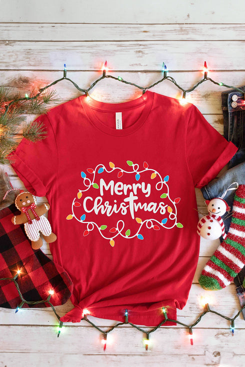 String Lights Graphic Print Crew Neck Short Sleeve Tee
