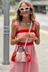 Stripe Bow Knot Strap Contrast Trim Ruffle Maxi Dress