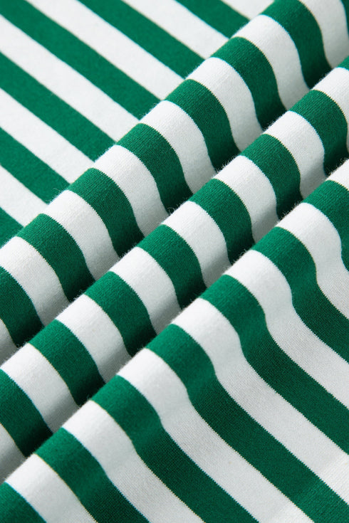 Stripe Boxy Tee Drawstring Elastic Waist Loungewear