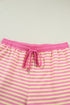 Stripe Boxy Tee Drawstring Elastic Waist Loungewear