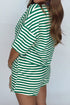 Stripe Boxy Tee Drawstring Elastic Waist Loungewear