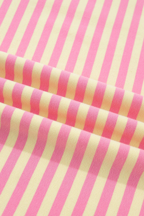 Stripe Boxy Tee Drawstring Elastic Waist Loungewear