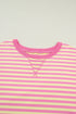 Stripe Boxy Tee Drawstring Elastic Waist Loungewear
