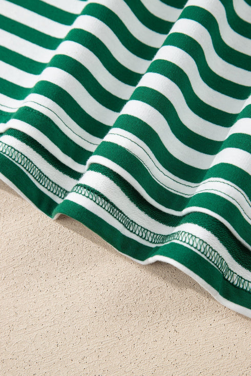 Stripe Boxy Tee Drawstring Elastic Waist Loungewear