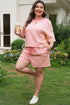 Stripe Boxy Tee Drawstring Elastic Waist Loungewear