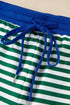 Stripe Boxy Tee Drawstring Elastic Waist Loungewear