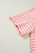 Stripe Boxy Tee Drawstring Elastic Waist Loungewear