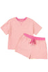 Stripe Boxy Tee Drawstring Elastic Waist Loungewear