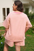 Stripe Boxy Tee Drawstring Elastic Waist Loungewear