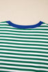 Stripe Boxy Tee Drawstring Elastic Waist Loungewear
