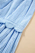 Stripe Bubble Short Sleeve Tiered Scallop Long Dress