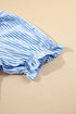 Stripe Bubble Short Sleeve Tiered Scallop Long Dress